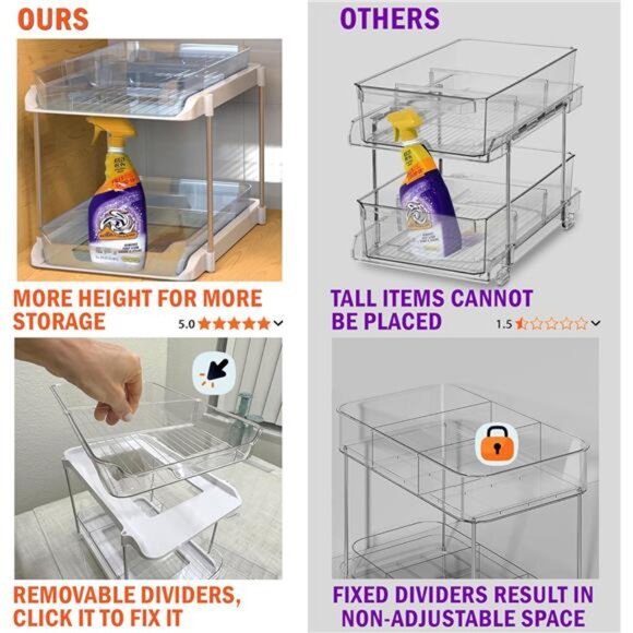 2-Tier Clear Under Sink Organizer – Pull-Out Storage for Kitchen & Bathroom - Picture 3 of 6
